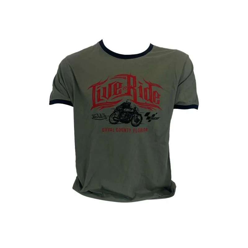 T-shirt Von Duch Live To Ride Gris/Rouge